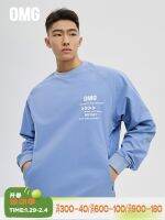 OMG Tide เสื้อสเวตเตอร์กีฬาฤดูหนาวของผู้ชายรอบคอหลวมออกกำลังกายไม่มีหมวกชุดลำลองแขนยาวสวมหัวอเนกประสงค์