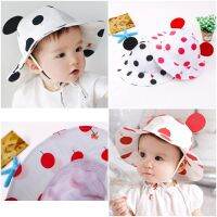 หมวกเด็กผู้หญิง ชาย แฟชั่นลายจุดถังหมวกกลางแจ้งพร้อมเชือกผูก      Boy Girl Fashion Outdoor Polka Dot Bucket Hat Cap with Tie