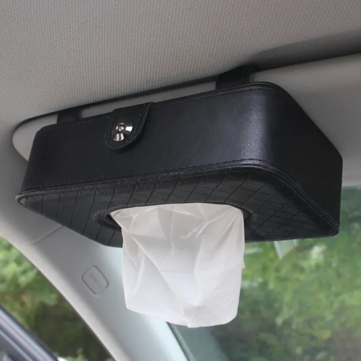 Take out sanitary tissue box in car with napkin paper. Sun visor