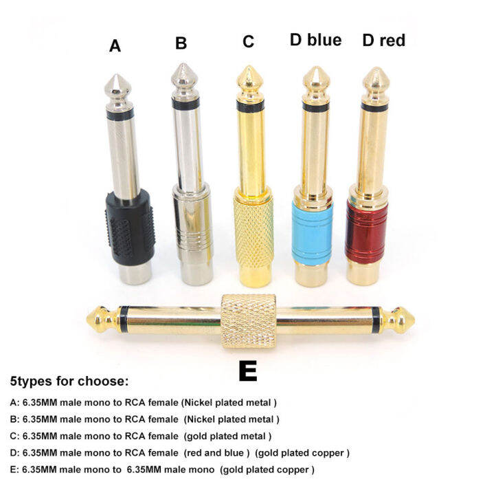 qkkqla-audio-6-35mm-1-4-male-mono-plug-6-5mm-to-rca-female-socket-6-5mm-converter-jack-adapter-connector-plug-sound-mixer-gold-plated