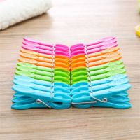 24 Pack Plastic Cloth Clips Windproof Clothes Pin with Spring Household Clothespins Drying Rack Holder Drying Clothes Pin Set Bedding Accessories