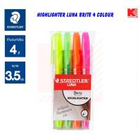 STAEDTLER ปากกาเน้นข้อความ ลูน่า หัวตัด 3.5 มม. 4 สี 4 ด้าม Highlighter Luna Brite รุ่น 3681-S WP4