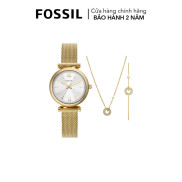 Đồng hồ nữ Fossil Carlie dây kim loại, mặt 28 MM, màu vàng, ES5251SET