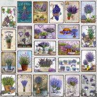 2023 Garden Lavender Metal Plate Purple Flower Farmhouse Tin Signs Plaque Wall Art  Home Garden Vintage Decor