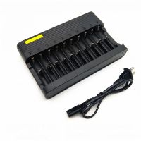 GTF EU/US 10 Slots Charger 4.2V li-ion battery charger 18650 16340 14500 Li-ion Rechargeable Battery charger