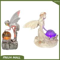 1x Flower Fairy Ornaments Garden Crystal Ball Girl Statue Solar Lamp Resin Craft