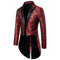 Charm Mens Tailcoat Long Jacket Goth Steampunk Fit Suit Cardigan Coat Cosplay Praty Single Breasted Swallow Uniform Outwear#g3