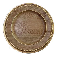 13" Round Charger Plates,Faux Wooden Chargers For Dinner Plates Embossed Plastic Plates Bulk Wedding, Party, Wedding, Tableware Decoration