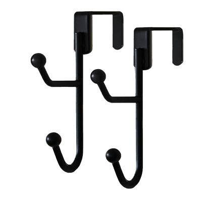 2 Pack Over the Door Hooks Hanger, Sturdy Metal Double Hook Hanger for Hanging Coats, Hats, Robes, Towels