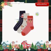 (พร้อมส่ง 2-3Y) ถุงเท้าเด็ก เซ็ท 3คู่ ลายคริสต์มาส ถุงเท้าคริสต์มาส sock Christmas by jrqkidstore