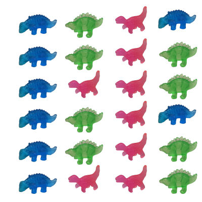 Microgood 24ชิ้นของเล่นไดโนเสาร์ขนาดเล็กสีการ์ตูนไดโนเสาร์เครื่องประดับรูปแกะสลักชุดขนาดเล็กตุ๊กตาสัตว์ TPR ของขวัญรูปแบบฟิลเลอร์ของขวัญของเล่นแบบจำลอง