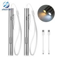 Rechargeable LED Flashlight Pen light MINI Torch Cool white + warm white light With USB charging cable Used for camping  doctors Rechargeable  Flashli