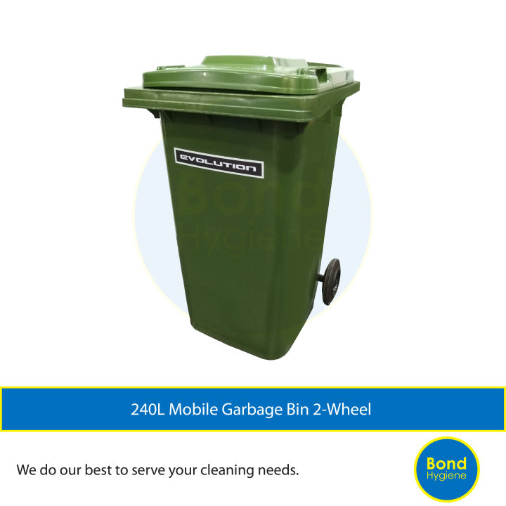 240L Mobile Garbage Bin 2-Wheel, Tong Sampah Beroda, Wheelie Bin, Wheel ...