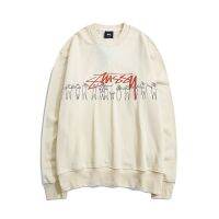 เสื้อสเวตเตอร์ STUSSY สำหรับผู้ชายและผู้หญิงพิมพ์ลายคลาสสิกหลวมพลัสกำมะหยี่ลำลองคอกลมผู้ชายและผู้หญิงที่ชื่นชอบ Stussy ฤดูหนาว