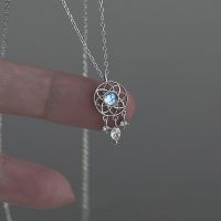 Lucky Moonstone Dream Pendant Necklaces for Women Water Drop Tassel Choker Silver Color Chains Neck Jewelry Female Collar Gift Fashion Chain Necklaces