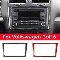 For Volkswagen Golf 6 Gti R MK6 2008-2012 Carbon Fiber Auto Central Control CD Panel Frame Decoration Stickers Car Accessories