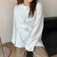 PLAMTEE Hot O-Neck Full Sleeved Top Women T-Shirt Solid Vintage 2022 New Winter Gentle Loose Casual Basic Fashion Elegant