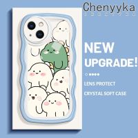 Chenyyka เคสสำหรับ iPhone 14 Pro Max 14 Mini 13 Pro Max 13 Mini เคสลายไดโนเสาร์น่ารักใหม่ Colour มาการอนคลื่นขอบกันกระแทกแบบใสนิ่มเคสมือถือโปร่งใสลายกล้องถ่ายรูปสร้างสรรค์เคสซิลิกาเจลป้องกัน