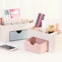 Plastic Makeup Bathroom Storage Box Cosmetic Organizer Desktop Make Up Jewelry Storage Case Sundries Table Container Organizer