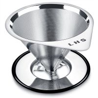 【LZ】№  Pour Over Coffee Filter Stainless Steel  Reusable Coffee Dripper Coffee Holder Cone Funnel Basket Mesh Strainer