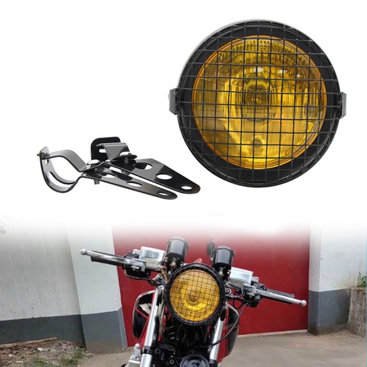 retro-vintage-motorcycle-universal-side-mount-35w-6-5-inch-amber-headlight-caf-racer-with-grille-bracket-kit