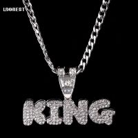 Stainless steel/Zircon Chain Necklace Iced Letter KING Pendant Chain Necklaces For Women Men HipHop Party Fashion Male Jewellery Fashion Chain Necklac