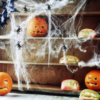 Super Estiramento Teias De Aranha Com Aranhas Falsas Decorações De Halloween Teia De Aranha ประดิษฐ์ Assustador Festa Cena ตกแต่งสยองขวัญ Casa Adereços