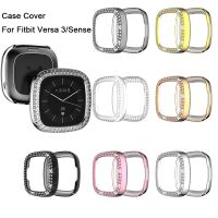 1PC 360 Degree TPU Protection Cover Two Rows Diamond Bling PC Shell For Fitbit Sense/Versa 3 Screen Protective Case Shell