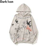 เสื้อกันหนาวผ้าฝ้ายชาย Hoodies พิมพ์ลาย Dark Icon Graffiti