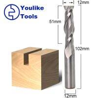 ก้าน 12 มม. 2 ล้างโซลิดคาร์ไบด์ CNC Router Bit สําหรับเครื่องมืองานไม้ end mill เครื่องตัดไม้กัดคาร์ไบด์ปลายคัตเตอร์