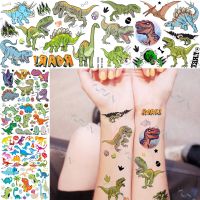 【YF】 Realistic Roaring Dino Temporary Tattoos Sticker For Boys Girls Flash Jurassic Tattoo Cute Fake Cartoon Body Art Tatoos Kids