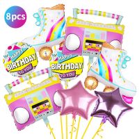 8pcs Roller Skate Balloon Set 80s Party Decorations Inflatable BoomBox Radio Birthday Boy Girl 90s Retro Disco Theme Party Decor Balloons