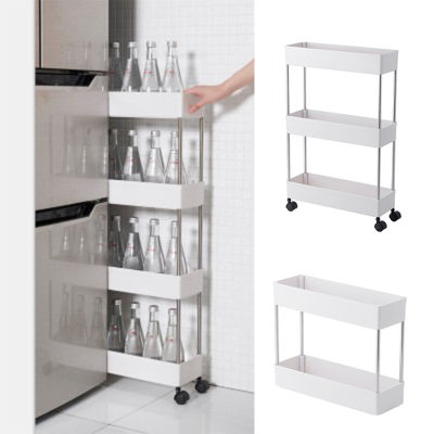 234 Tier Slim Storage Cart Mobile Shelving Unit ออแกไนเซอร์ Slide Out Storage Rolling Utility Cart Rack For Kitchen Bathroom