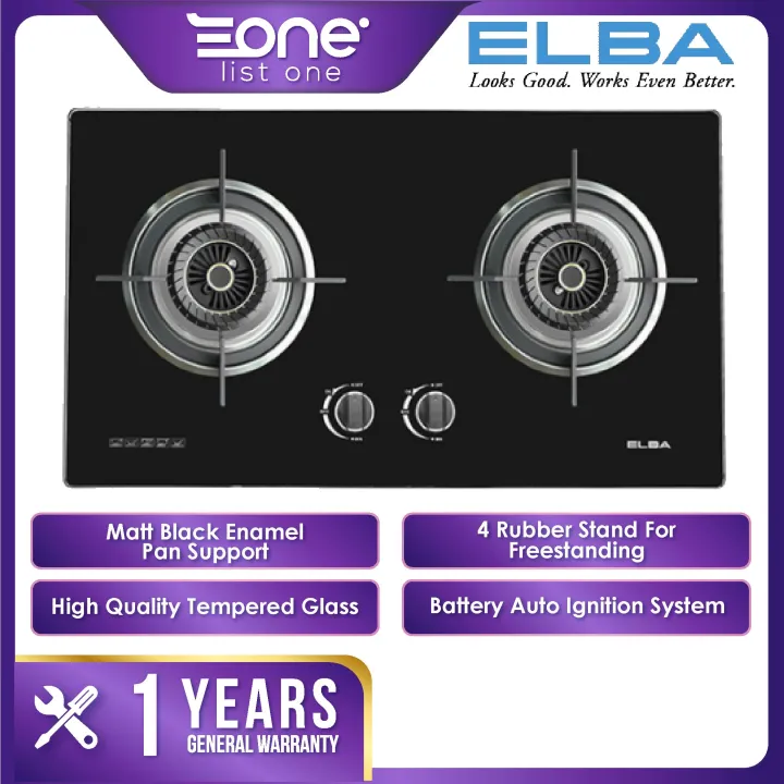 ELBA EGHF8582GX(BK) 3.7kW Built in 2 Burner Gas Stove Easy To