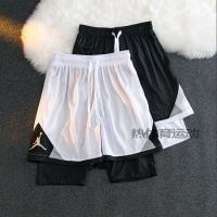 American Style Fake Two-Piece Basketball Shorts With Lining Mens Fast Drying Sp美式带内衬假两件篮球短裤男速干运动三分健身不过膝训练刺绣短裤