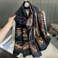 Fashion Silk Autumn Winter Lady 180x90cm bandanna foulard Scarf Women Sunscreen Luxury Shawl Headscarf Hijab muffler wrap beach