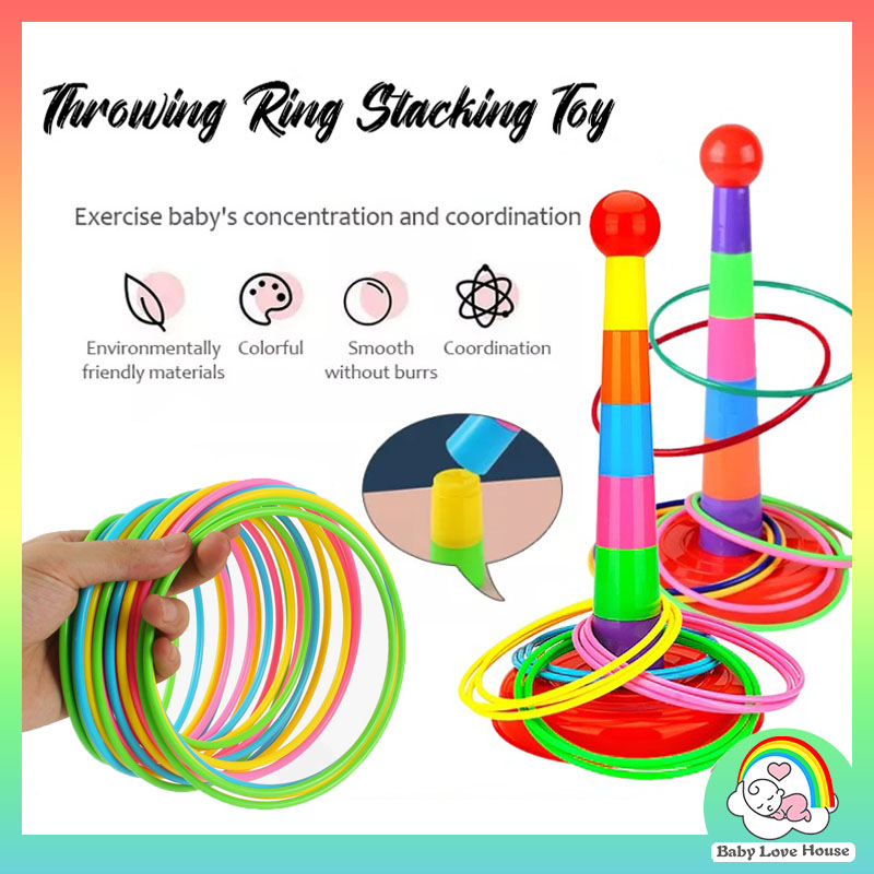 Ready Stock Plastic Circle Ferrule Stacked Layers Throwing Outdoor Fun Hoop Ring Toss Game Parent-child Interaction Kids Sport Toys
