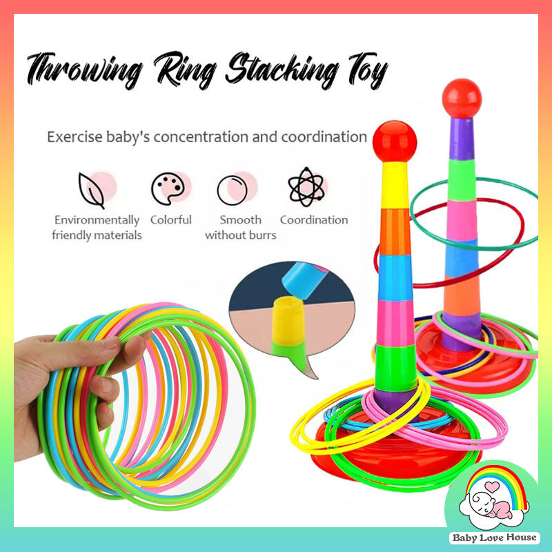 Ready Stock Plastic Circle Ferrule Stacked Layers Throwing Outdoor Fun Hoop Ring Toss Game Parent-child Interaction Kids Sport Toys