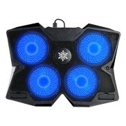 Cooling Fan Stand Mat Quiet Laptop Cool Pad Blue LED USB Notebook Cooler