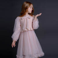 Girls dress 2021 goods spring knit small vest sweater Eugen gauze skirt big children princess skirt