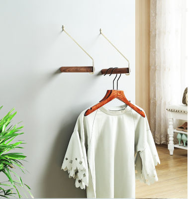 Nordic Brass Cloth Hanger Rack Wall Hanging Hook Collection Shop Decoration Wood Hanging Organizers Bathroom Towel Rack