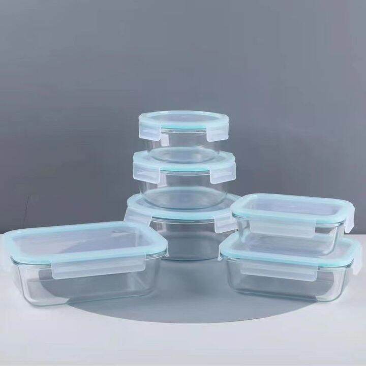 Super large glass lunch box microwave heated bento box tupperware refrigerator transparent band