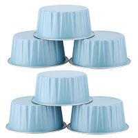 200Pcs 5Oz 125Ml Disposable Cake Baking Cups Muffin Liners Cups with Lids Aluminum Foil Cupcake Baking Cups-Blue