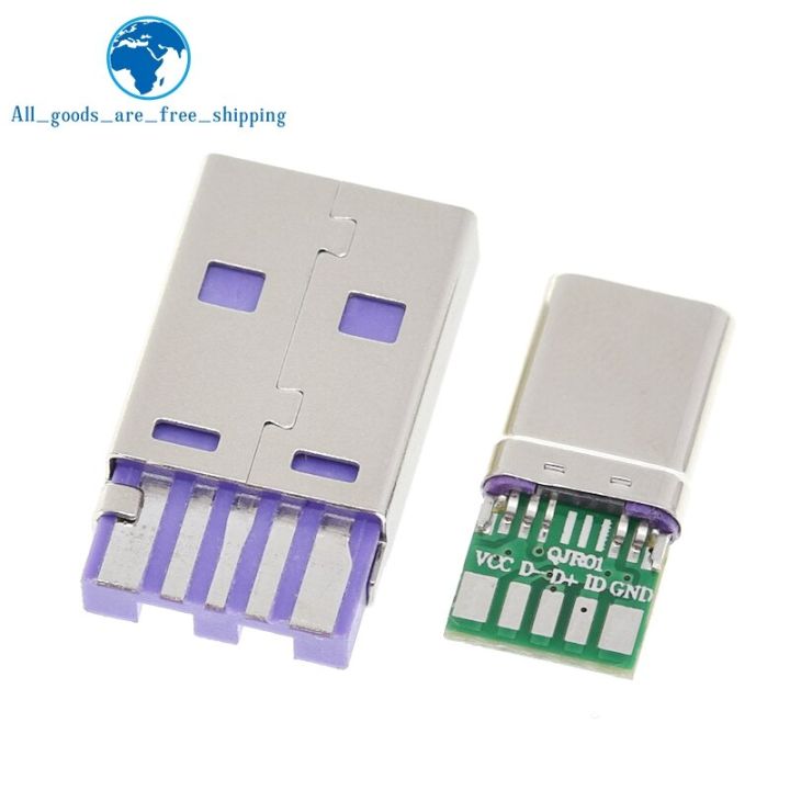 1เซ็ต PD ค่าใช้จ่ายได้อย่างรวดเร็วประเภท-C USB 65วัตต์5A ชายเชื่อมต่อเชื่อมกับ5Pin PCB + Type A ชาย5Pin USB DIY OTG ข้อมูลค่าใช้จ่าย DIY ชุด