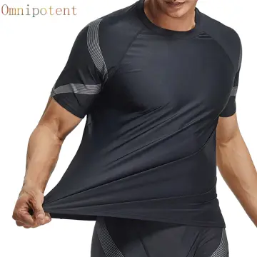 Men's Quick-Dry Swim Shirt UPF 50+ Sun Protection Swimwear Rash Guard  T-Shirts