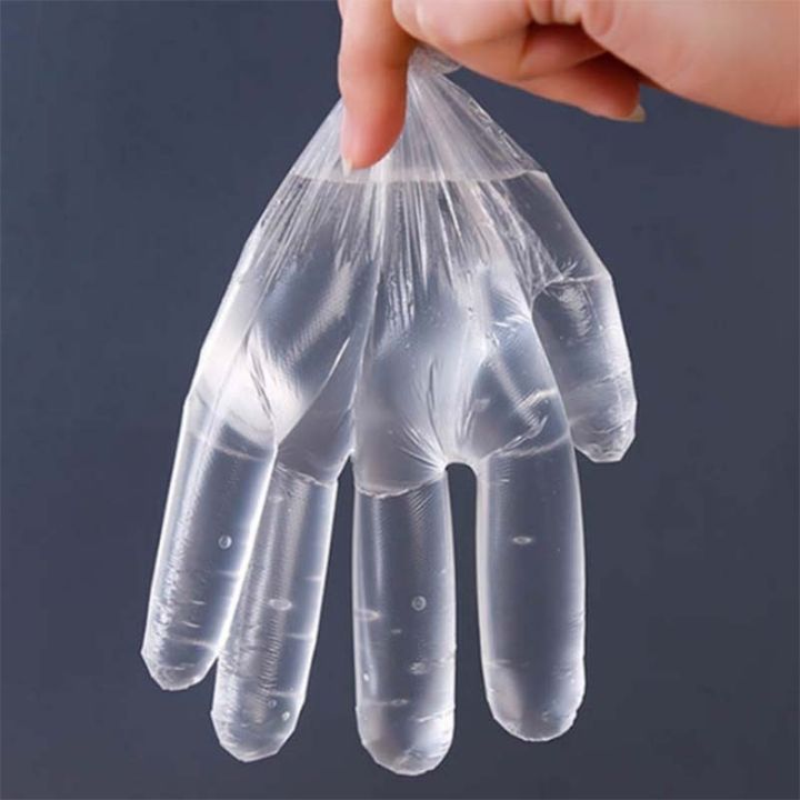 ถุงมือพลาสติกใส-ถุงมือใช้แล้วทิ้ง-ถุงมือพลาสติกทำครัว-แพ็ค-100pcs