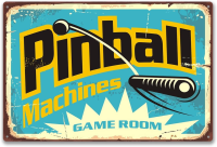 Retro Pinball Machines ป้ายดีบุก-ป้ายตกแต่งห้องเกม-ป้ายตกแต่งผนังย้อนยุค-โลหะตกแต่งผนังศิลปะ