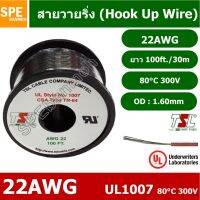 [คุณภาพดี] HK-22-1007-100FT สีดำ BLACK สายไฟเดี่ยว เส้นฝอย ไส้เงิน 22AWG UL1007 30 เมตร ขดเล็ก สายไฟเดี่ยว แกนฝอย AWG22 UL1007 8...