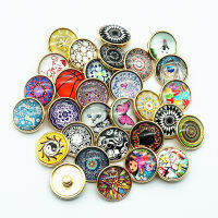 50Pcs สุ่มสีเงิน &amp; en 12มม.18มม. รอบ Domes Photo Glass Cabochon Snap ปุ่ม Fit Snap สร้อยข้อมือขายส่ง