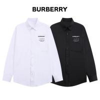 Burbe* เสื้อเชิ้ตแขนยาวลําลอง พิมพ์ลายโลโก้ เรียบง่าย แฟชั่นฤดูใบไม้ผลิ ฤดูร้อน สไตล์คลาสสิก